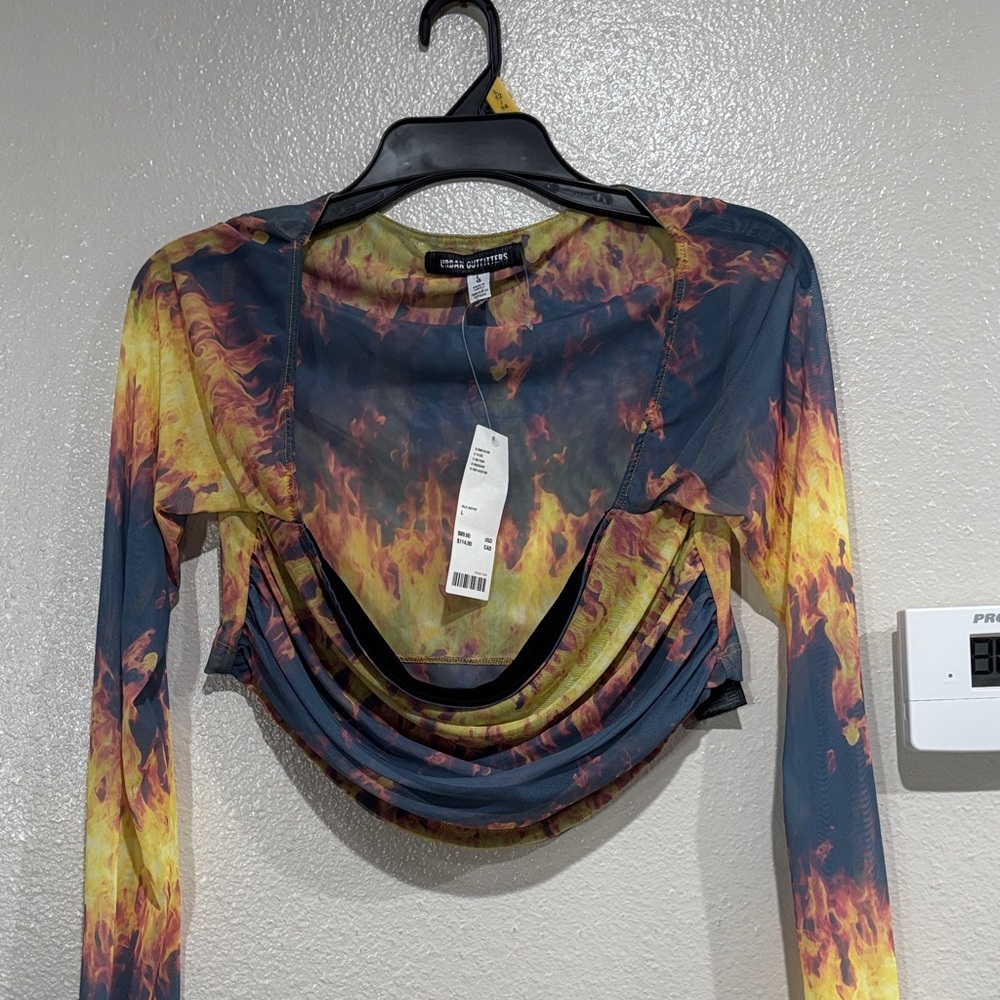 Urban Outfitters Fiery Mesh Crop Top